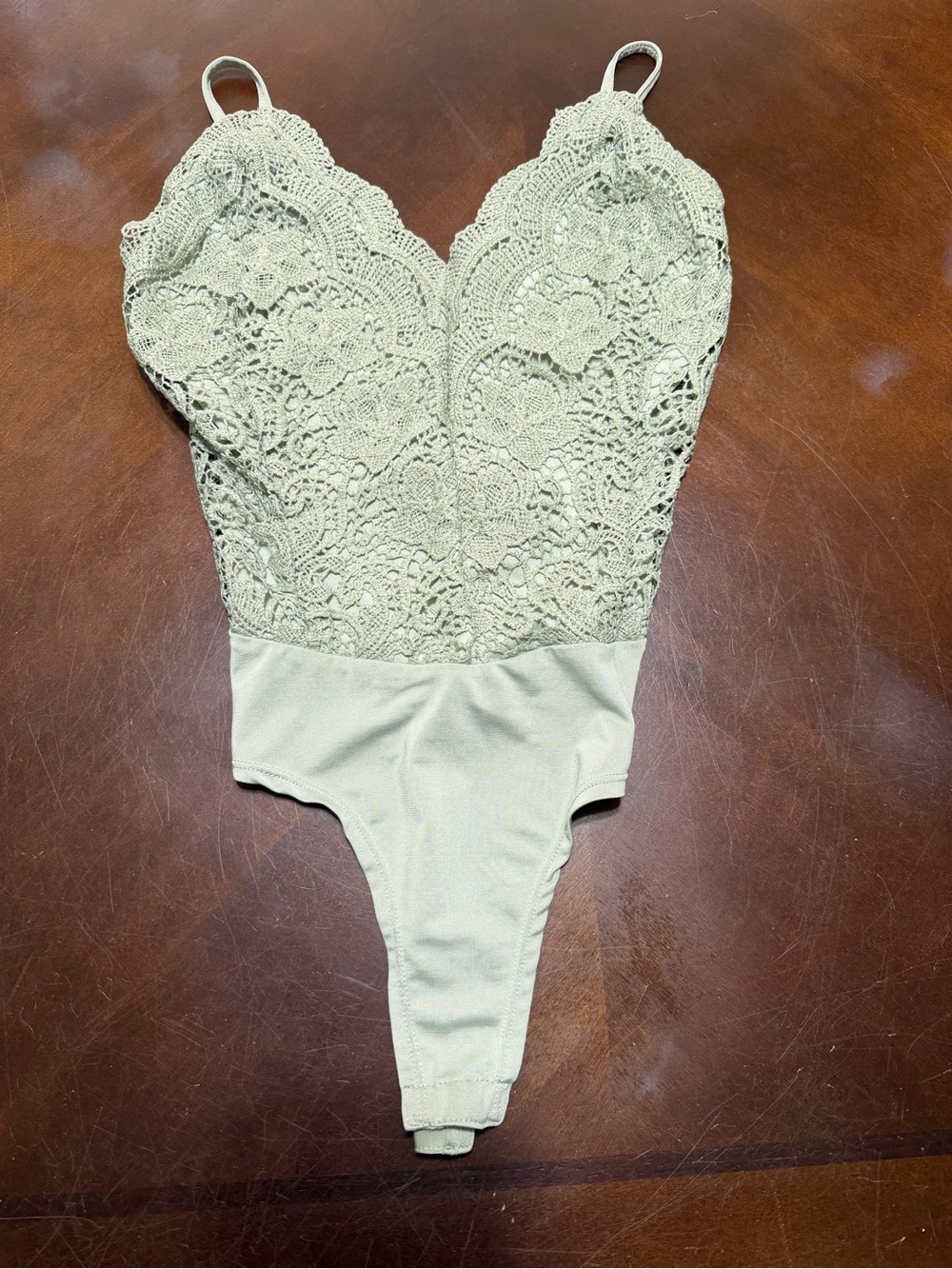 Rue21 Light Sage Green Lace-Trim Bodysuit